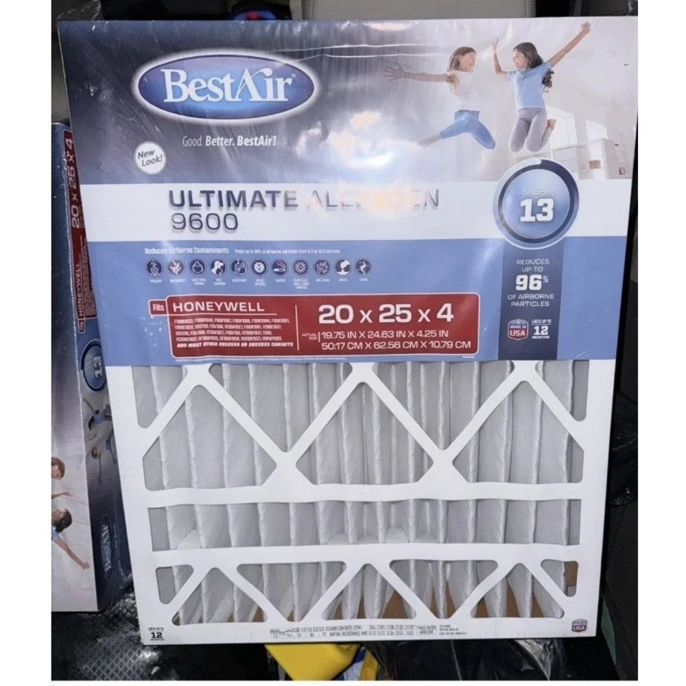 BestAir 20x25x4 MERV 13 Ultimate Allergen Air Filter Honeywell 2-Pack 9600